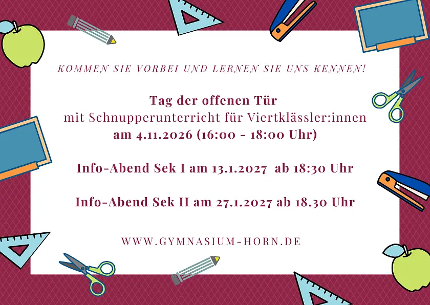 Tag der offenen Tür. Hier schon einmal das Datum für Sie zum Vormerken im Kalender: Mittwoch, 4.11. 16-18 Uhr