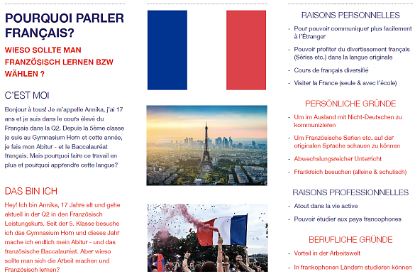 Liste auf Französisch mit Gründen warum man Französisch lernen sollte