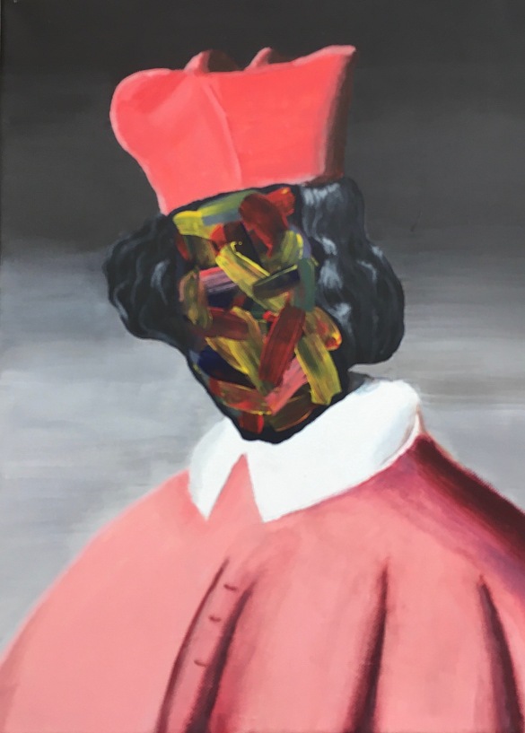 Gemälde eines Kardinals jedoch mit dem Gesicht ganz bunt verwischt