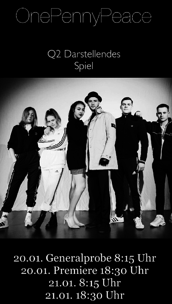 Werbebild des Stücks mit Titel und Datum