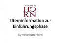 Präsentationsfolie mit Aufschrift Elterninformation