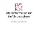 Präsentationsfolie mit Aufschrift Elterninformation